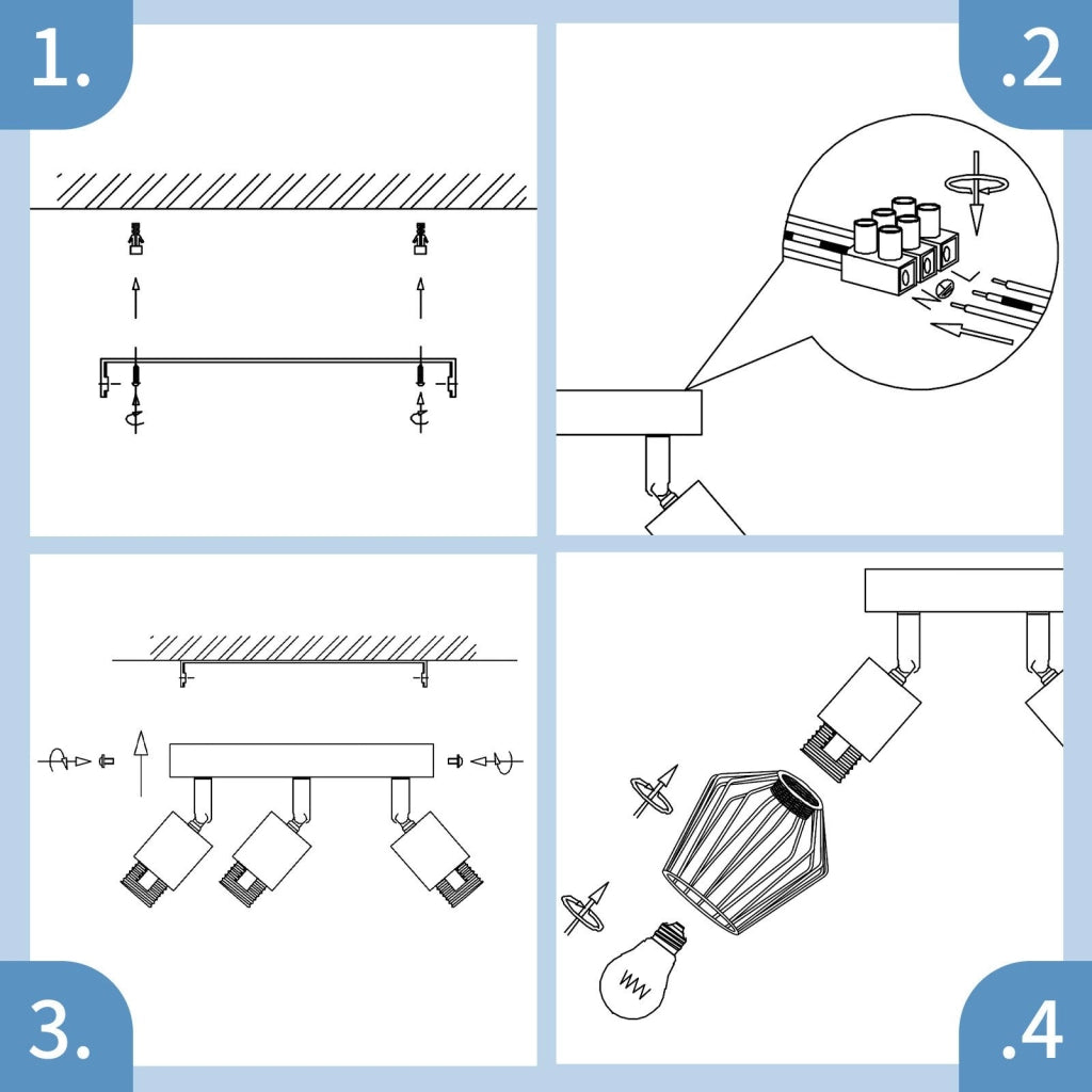 ZMH Faretto da soffitto bianchi 3 luci E14 metallo rotondi orientabili 350° industriali per corridoio soggiorno