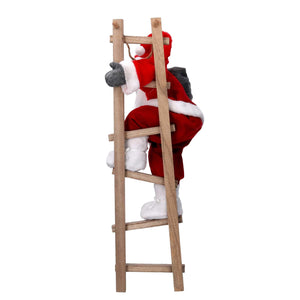 Babbo natale in tessuto rosso su scala cm xh45
