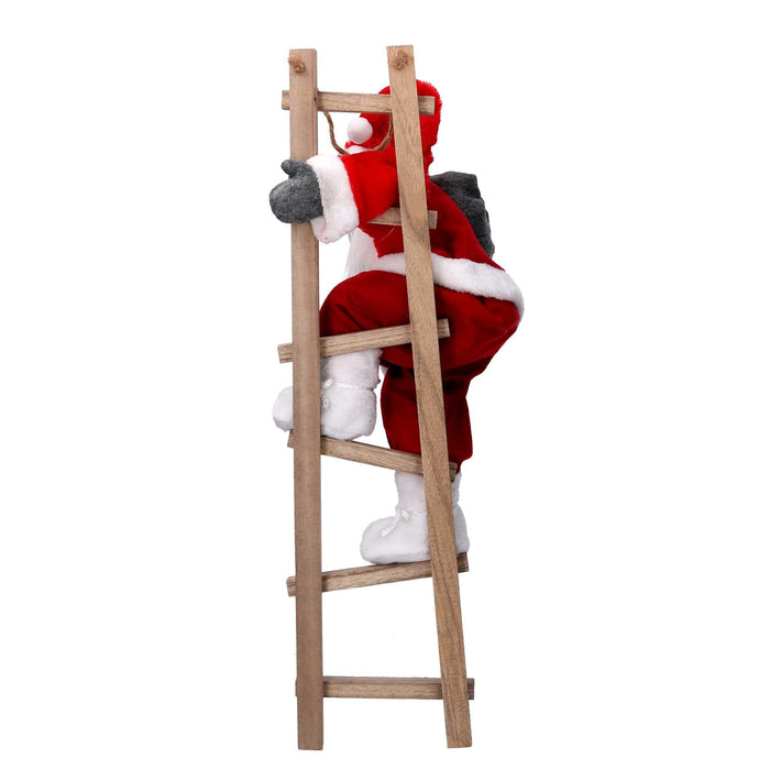 Babbo natale in tessuto rosso su scala cm xh45