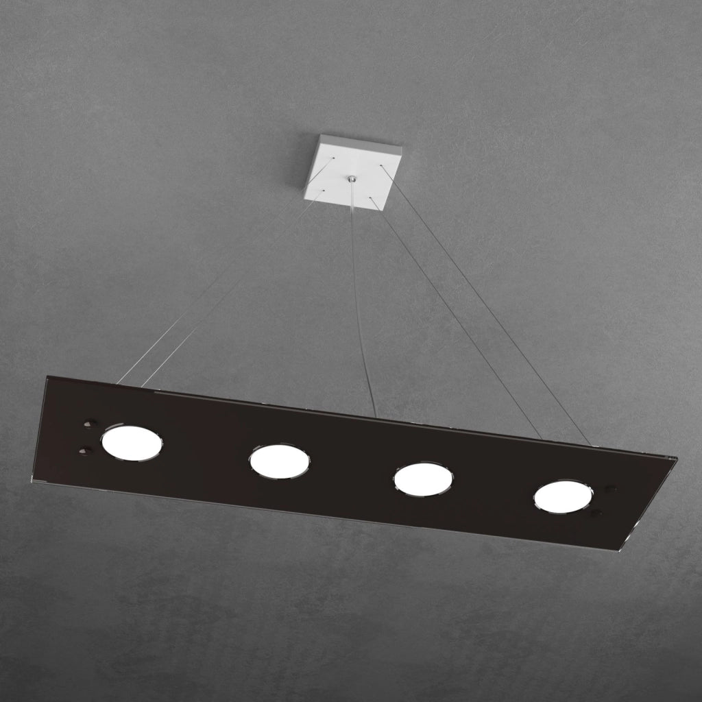 PATH SOSPENSIONE 4+3 LUCI BIEMISSIONE RETTANGOLARE MARRONE 1141-S4 R+3-MA
