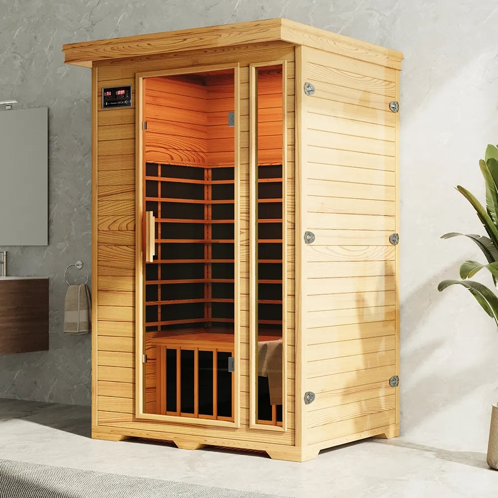 Sauna ad infrarossi 95x126 cm H195 in legno di cedro con radio integrata | Savon