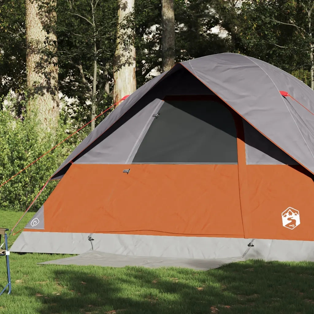 Tenda Familiare a Cupola 6 Persone Grigio e Arancione Impermeabile