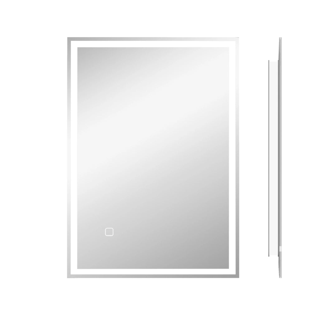 Specchio da bagno 77x57x8 cm con illuminazione LED; touch; vetro argento