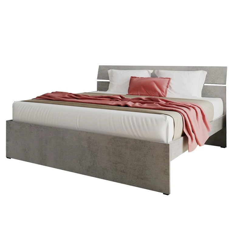 Letto matrimoniale per camera colore grigio cemento cm 200x171xH 98