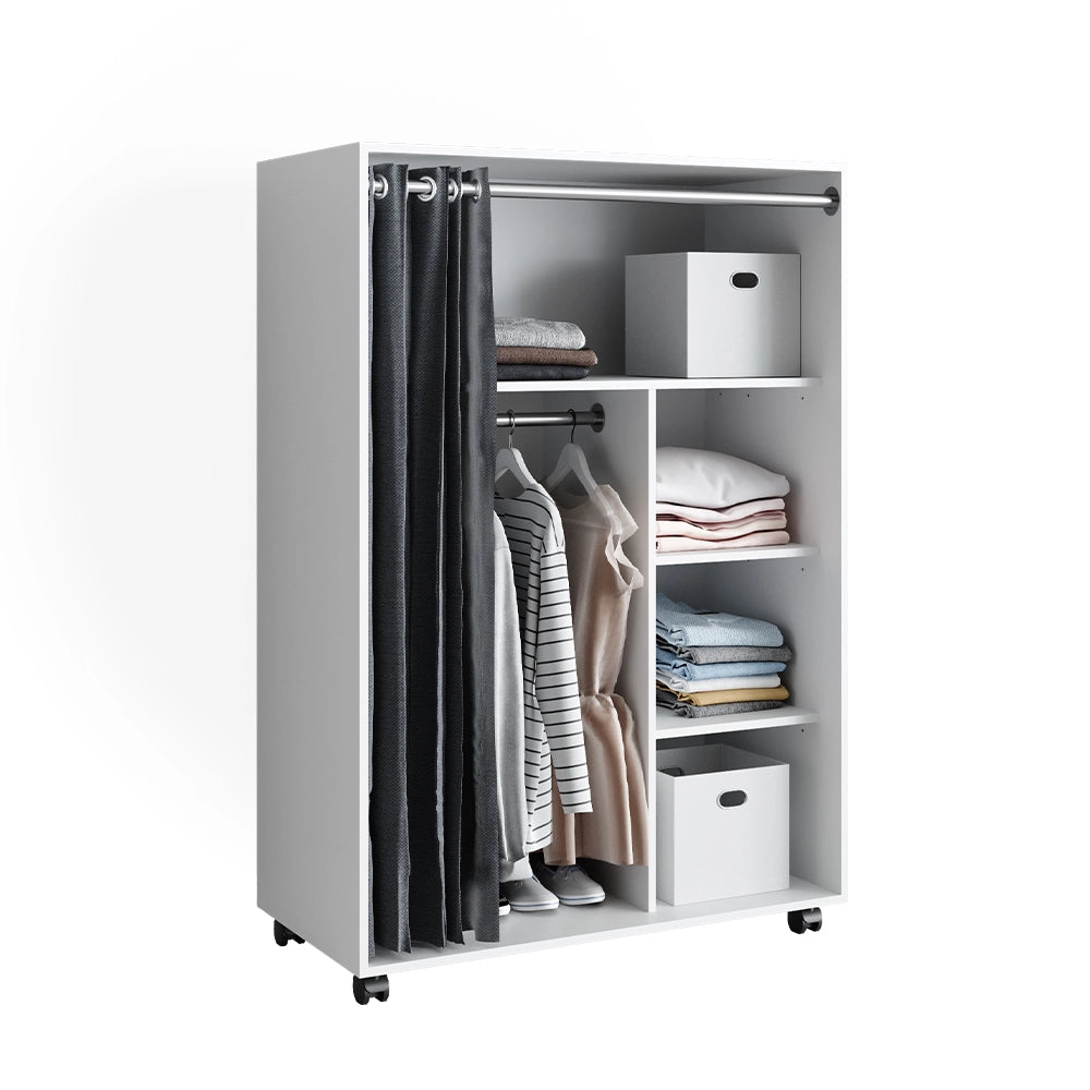 Vicco Armadio multifunzione Bianco 100 x 146.6 cm Con rulli