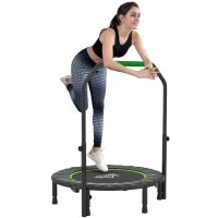 Tappetino Elastico Pieghevole Ø102 cm con Manico Regolabile Telaio in Acciaio, Nero e Verde