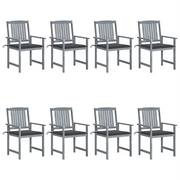 Sedie da Giardino con Cuscini 8 pz in Massello di Acacia Grigie cod mxl 23648