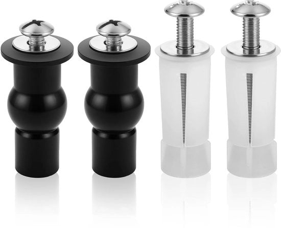 Bracciale per WC, 4 pezzi di attacco per WC, viti universali di espansione in plastica/rubbero per sostituzione di accessori di montaggio per WC (Nero, Bianco)