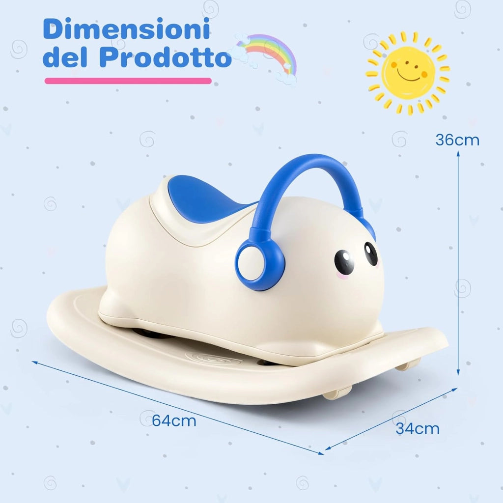 3 in 1 Cavallo a Dondolo per Bambini, Dondolo Cavalcabile con Spazio Nascosto, Ruote Scorrevoli e Tavola di Equilibrio Rimovibile, Regalo per Bambini 1-3 Anni