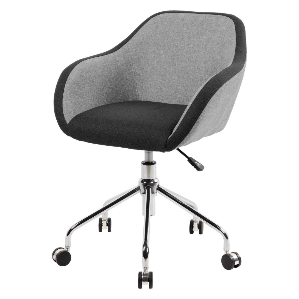 Sedia da ufficio Bardello, Poltrona operativa da ufficio, Seduta ergonomica da ufficio, 56x58h77/84 cm, Grigio e Nero