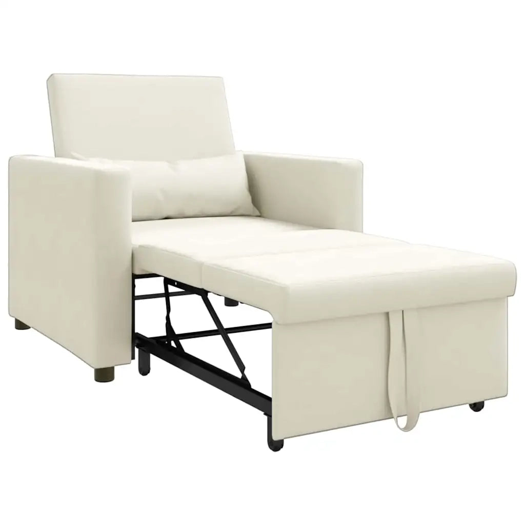 Divano letto estraibile singolo con ruote Crema Velluto 42002705