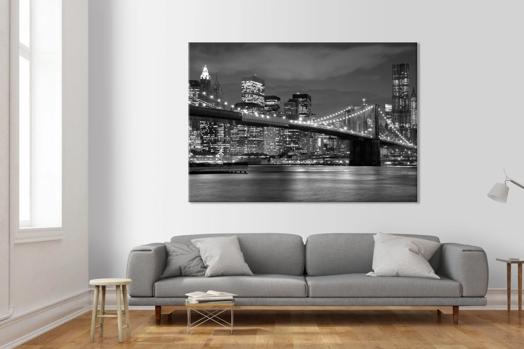 New York City by night - Quadro Canvas su telaio in legno Misura: 70X50 cm