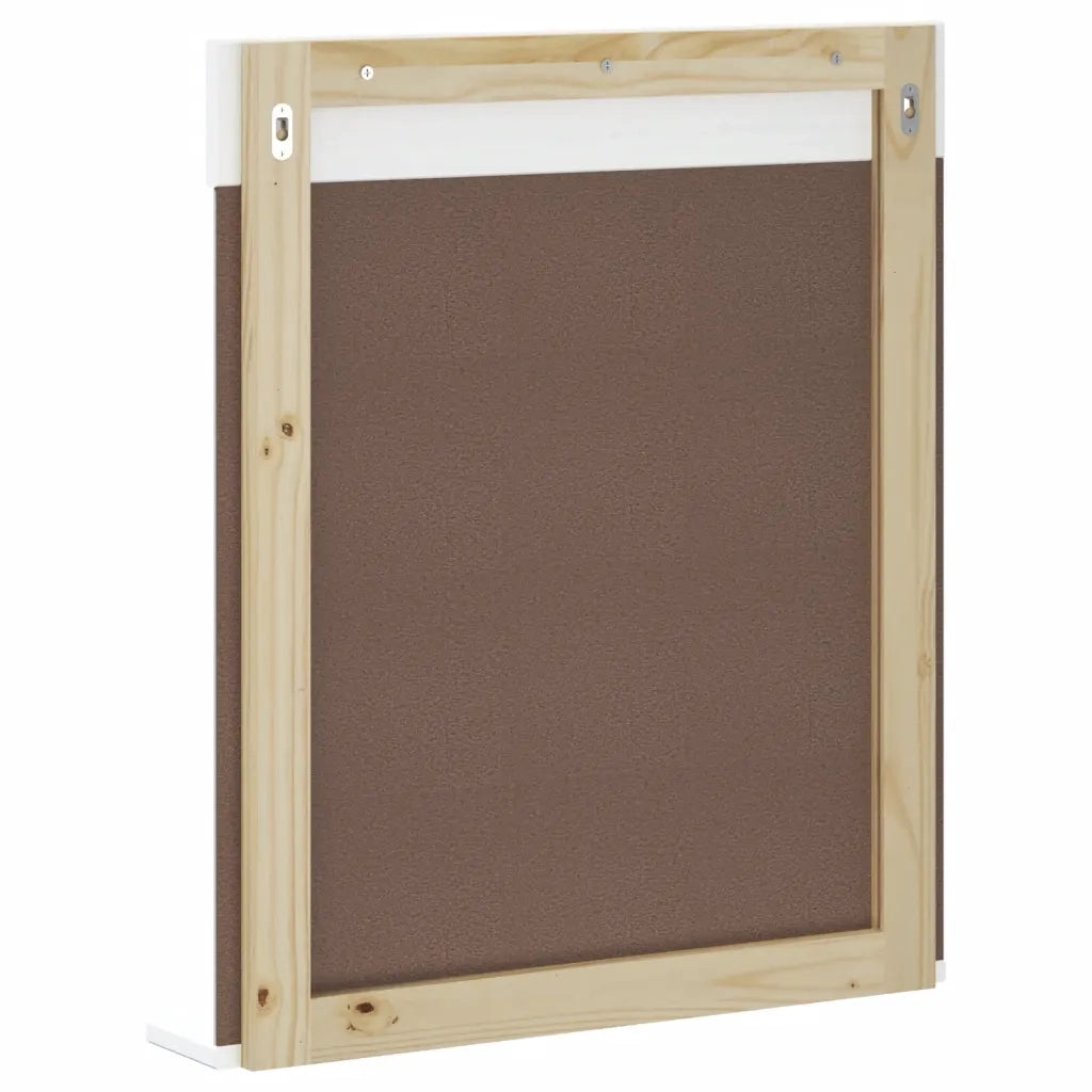 Specchio Bagno e Ripiano BERG Bianco 60x12x70 cm Legno Massello 358558