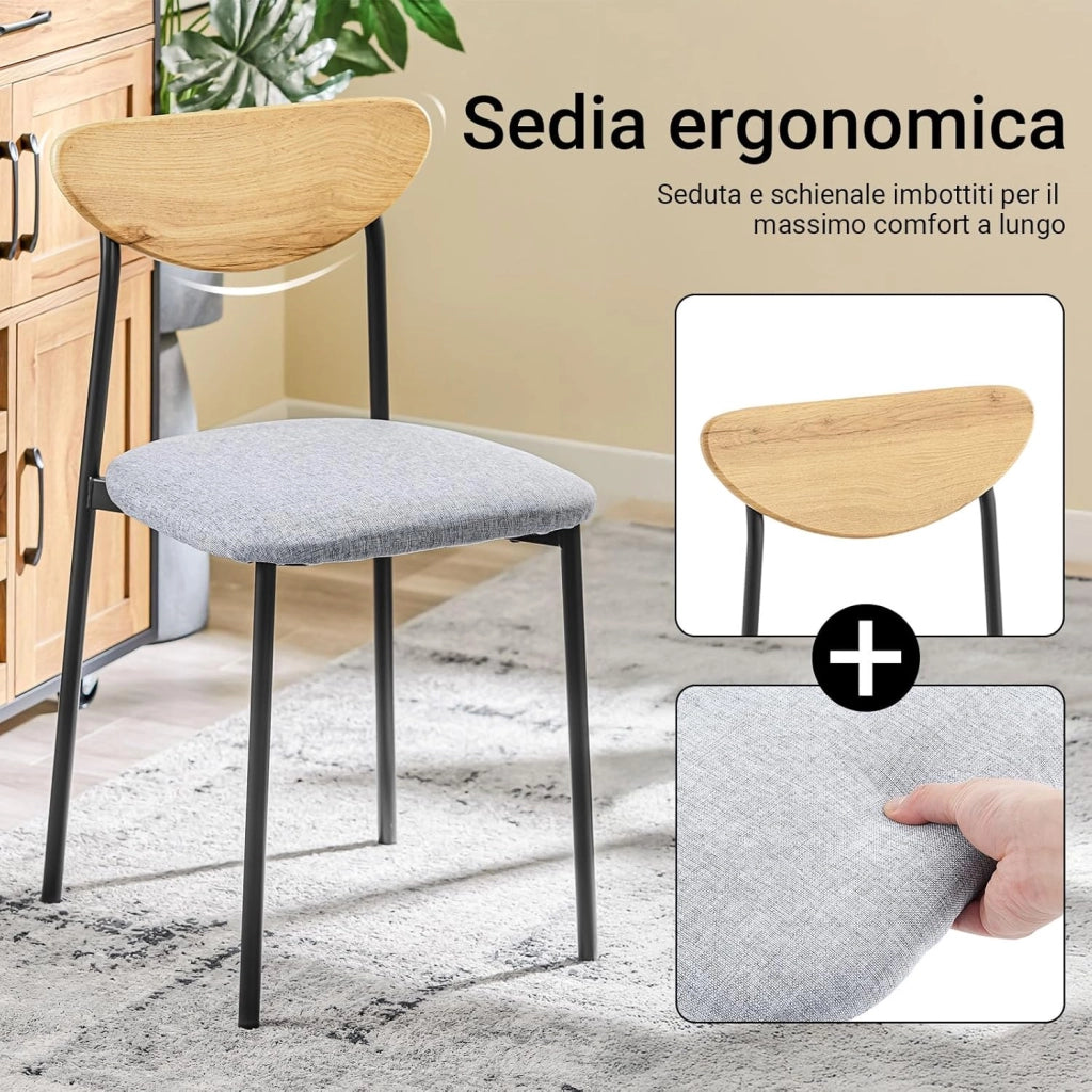 Set Tavolo da Pranzo 5 Pezzi con 4 Sedie Comode, Tavolo da Cucina Compatto per Piccoli Spazi, Tavolo con Sedie Ideale per Sala da Cucina, Pranzo, Soggiorno, Balcone e Arredo Esterno OGT52-N