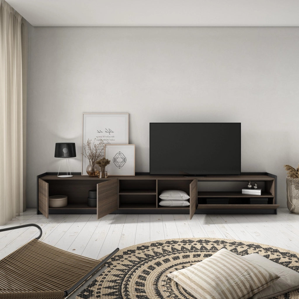 Mobile TV Soggiorno, 310x50x37 cm, Per TV fino a 80", Mobile Soggiorno, Rovere scuro e Nero