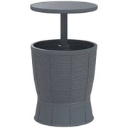 Tavolo da Giardino 3 in 1, Tavolo da Cocktail con Secchio per Ghiaccio, Piano Telescopico per Giardino, Ø 49 x 58-84 cm, Grigio