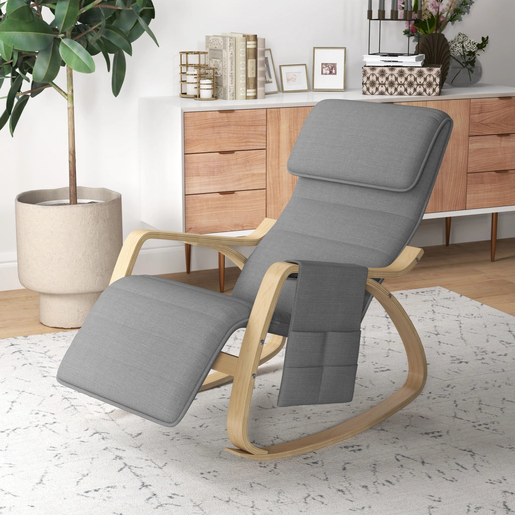 Poltrona Relax Massaggiante Reclinabile con Poggiapiedi Regolabile ¨C Zephmum ¨C Grigio Tessuto