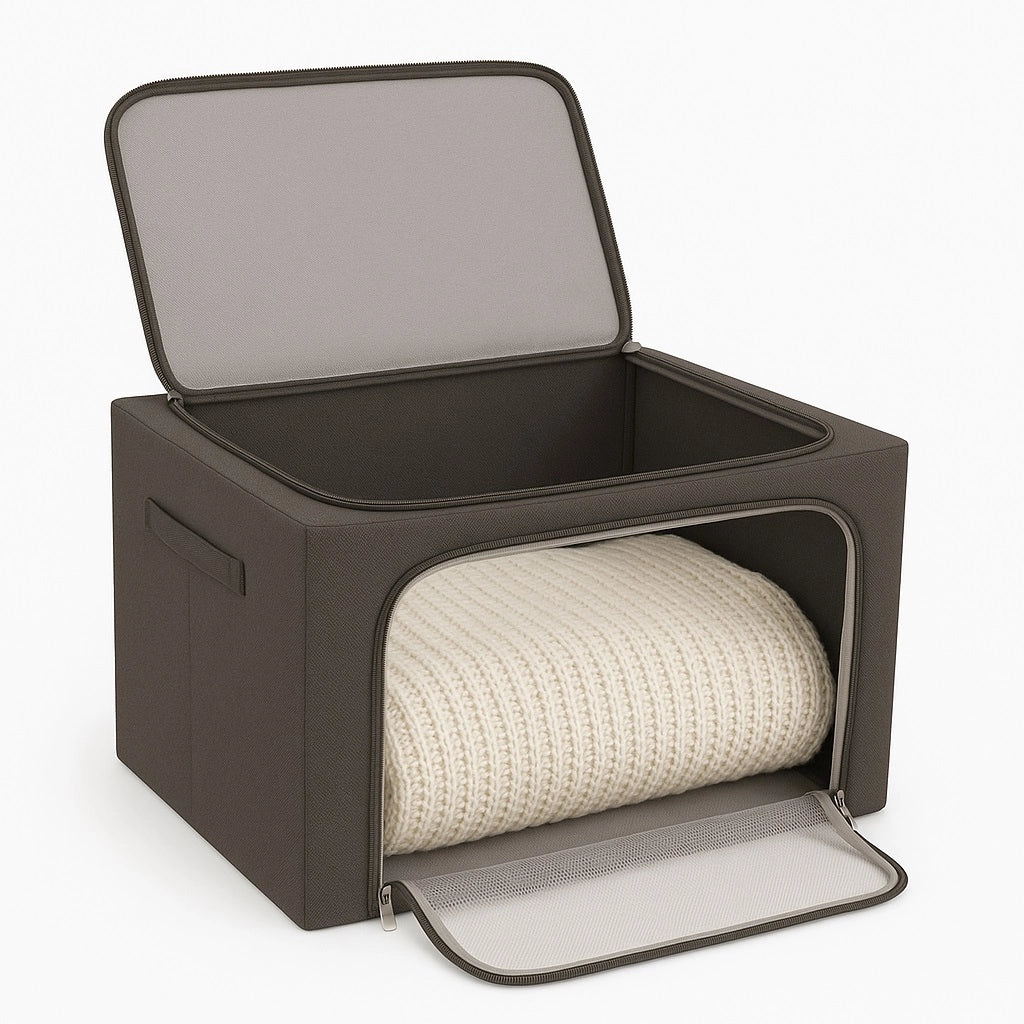 2 Scatole Pieghevoli per Armadio 60x42x40 con Struttura in Metallo e Tessuto Resistente