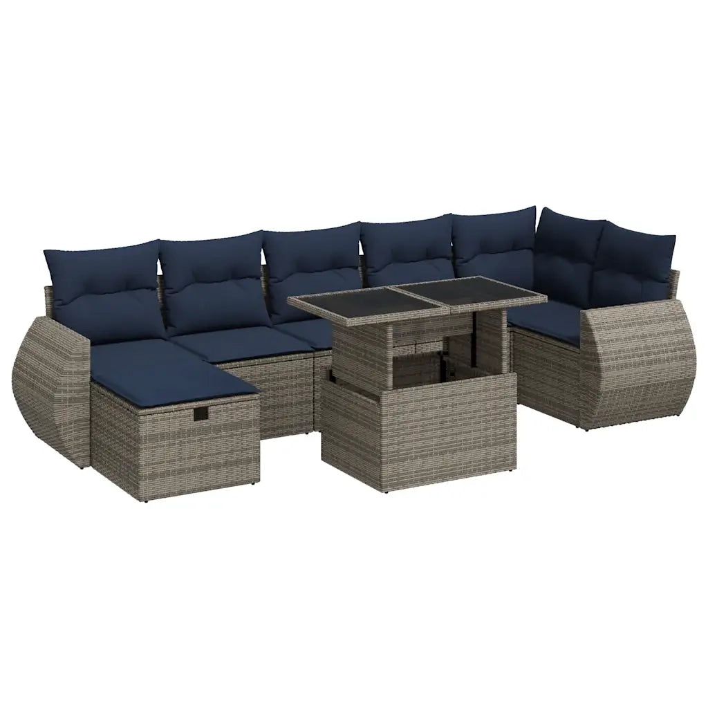 Set Divani Giardino 8 pz con Cuscini Grigio Polyrattan Acacia 3327911