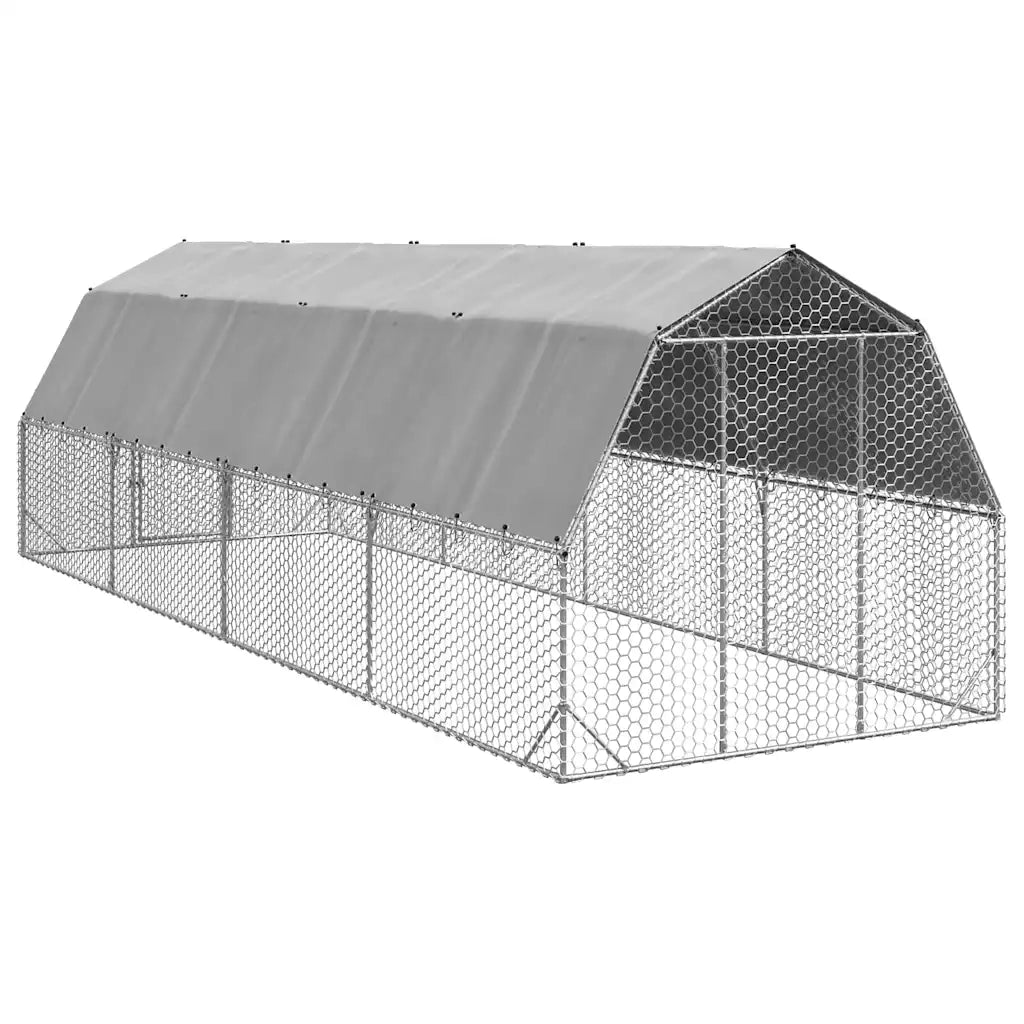 Recinto per Polli con Tetto 2,5x8x2,25 m in Acciaio Zincato 3328523