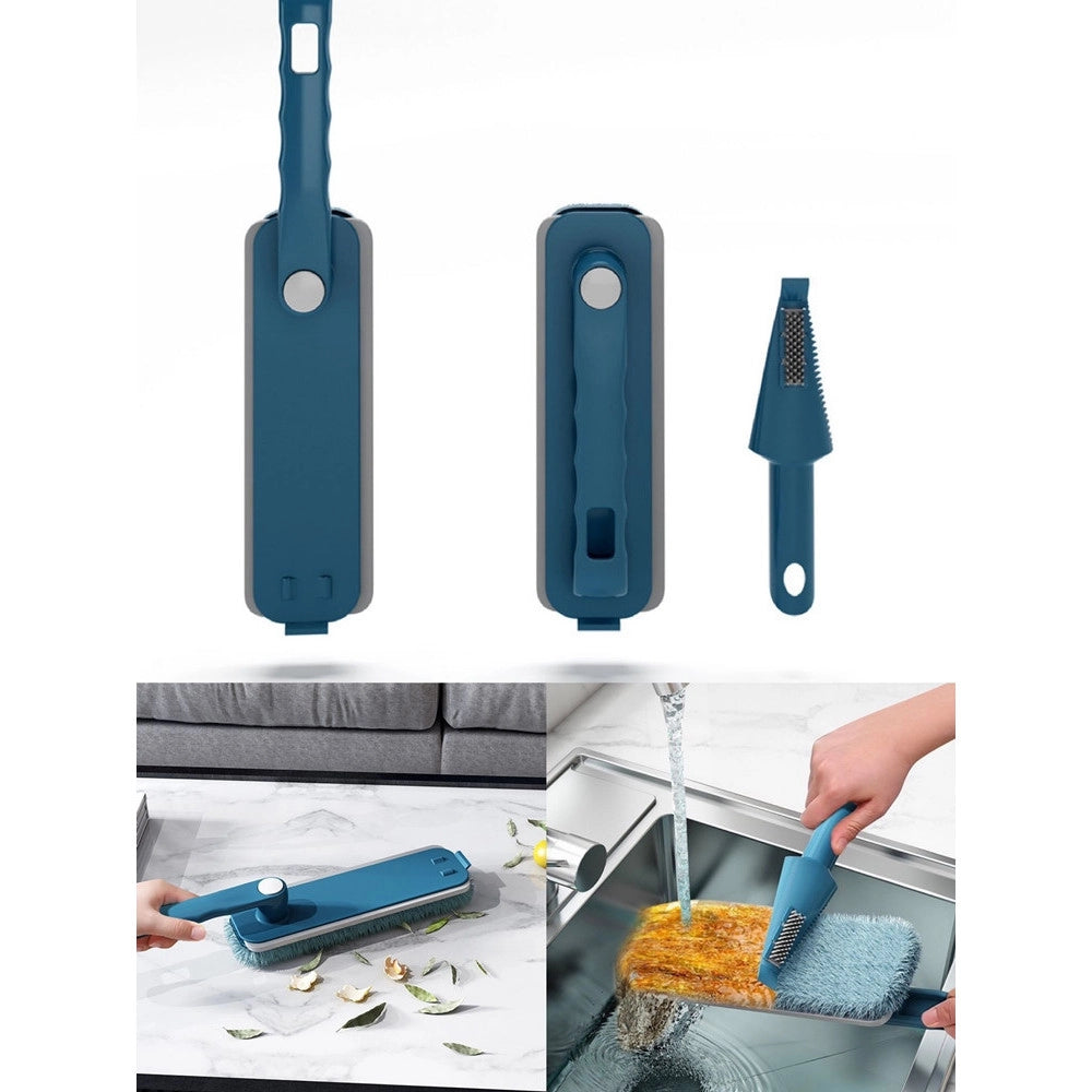 Trade Shop - Spazzola Per Pulizia Casa Pieghevole Portatile Multifunzionale Panno Spugna In Microfibra -