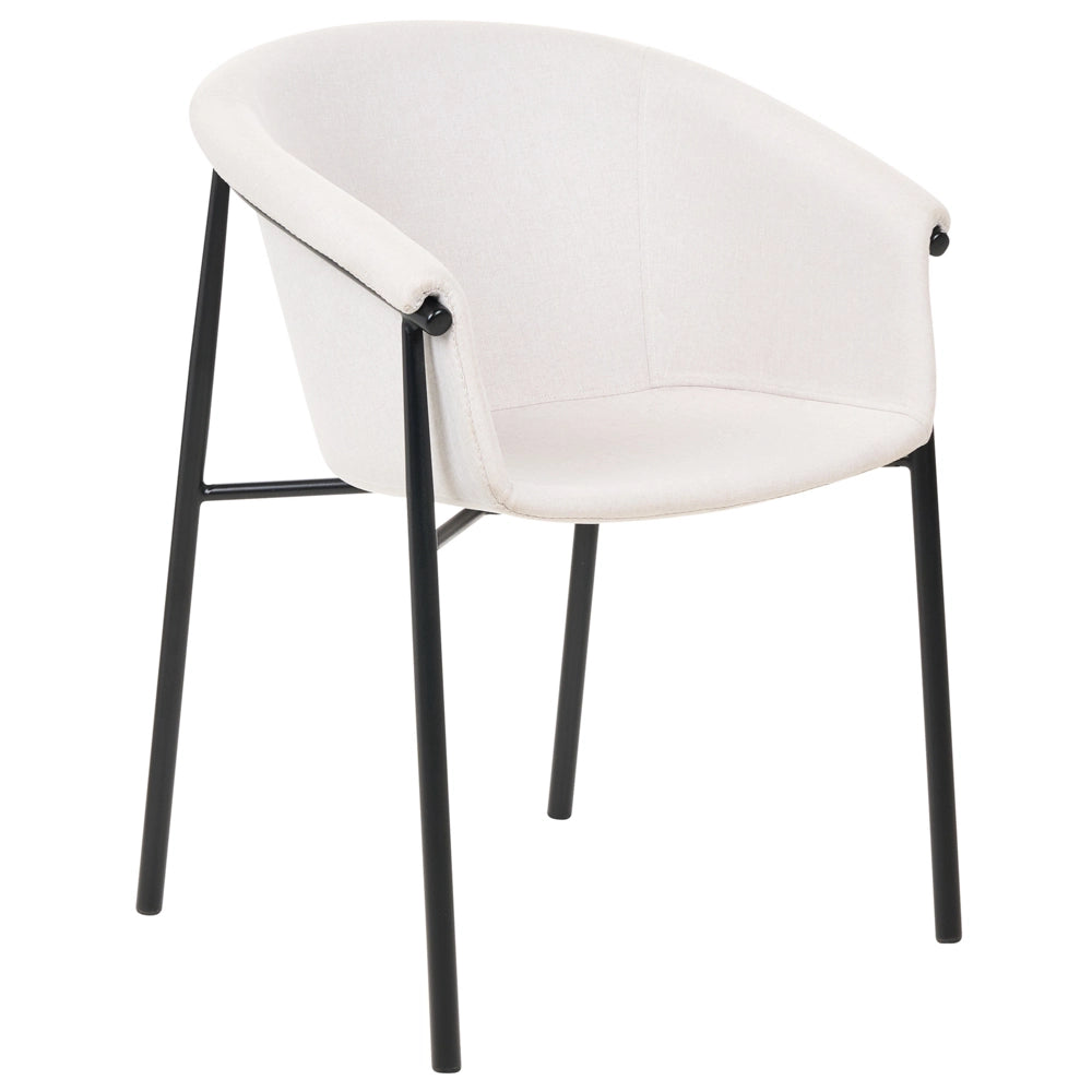 Set di 2 sedie da pranzo con imbottitura in tessuto beige Seduta da pranzo dal design moderno e contemporaneo
