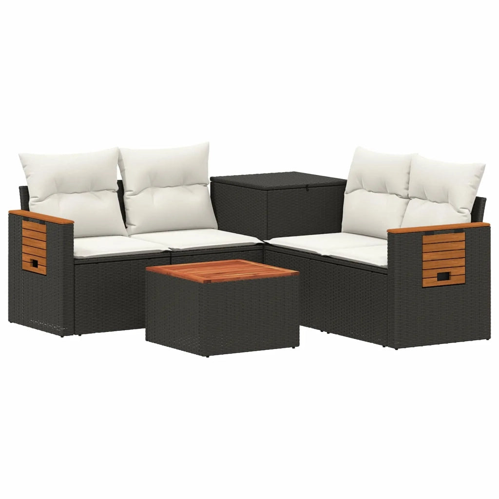 Set di divani 6 pz Nero e Bianco Crema 3447662
