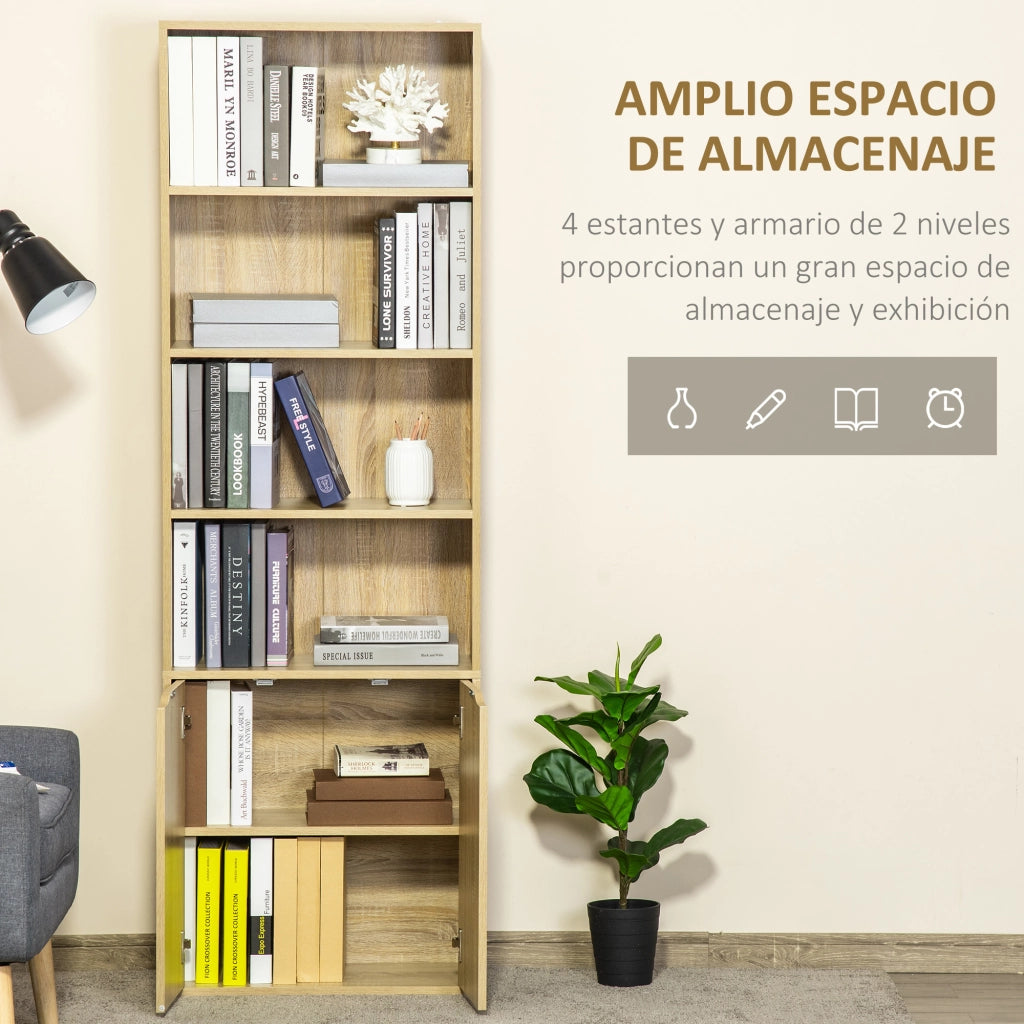 Libreria con Ante e Ripiani Aperti ¨C Minimal ¨C Legno 59x29x180 cm