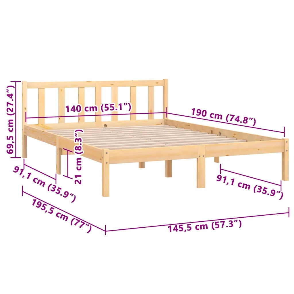 Giroletto-Struttura Letto in Legno Massello di Pino 140x190 cm 482312