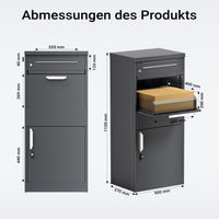 Toboli Cassetta postale per pacchi antracite 500 x 370 x 1120 mm Portapacchi con serratura
