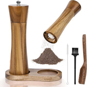 Set di Pepe in Legno con Smerigliatrice Ceramica Regolabile e Finestra di Visuale - Molino di Pepe e Sale Manuale