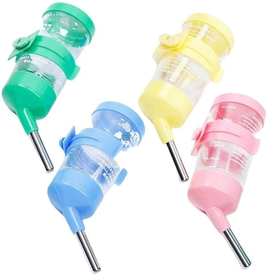 Ottimizzazione del consumo idrico per piccoli animali - Dispensatore di acqua per piccoli animali - Fiala di acqua per hamster - Accessori per cavia - Supporto regolabile - Materiale in acciaio inossidabile/plastica - Fiala di acqua 80 ml