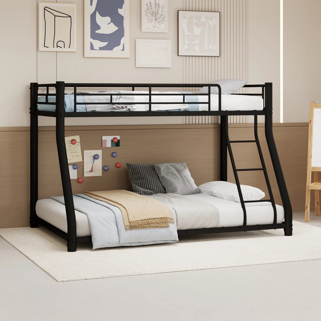 Letto a castello in metallo heavy-duty con scala e parapetti, 90/140x190 cm