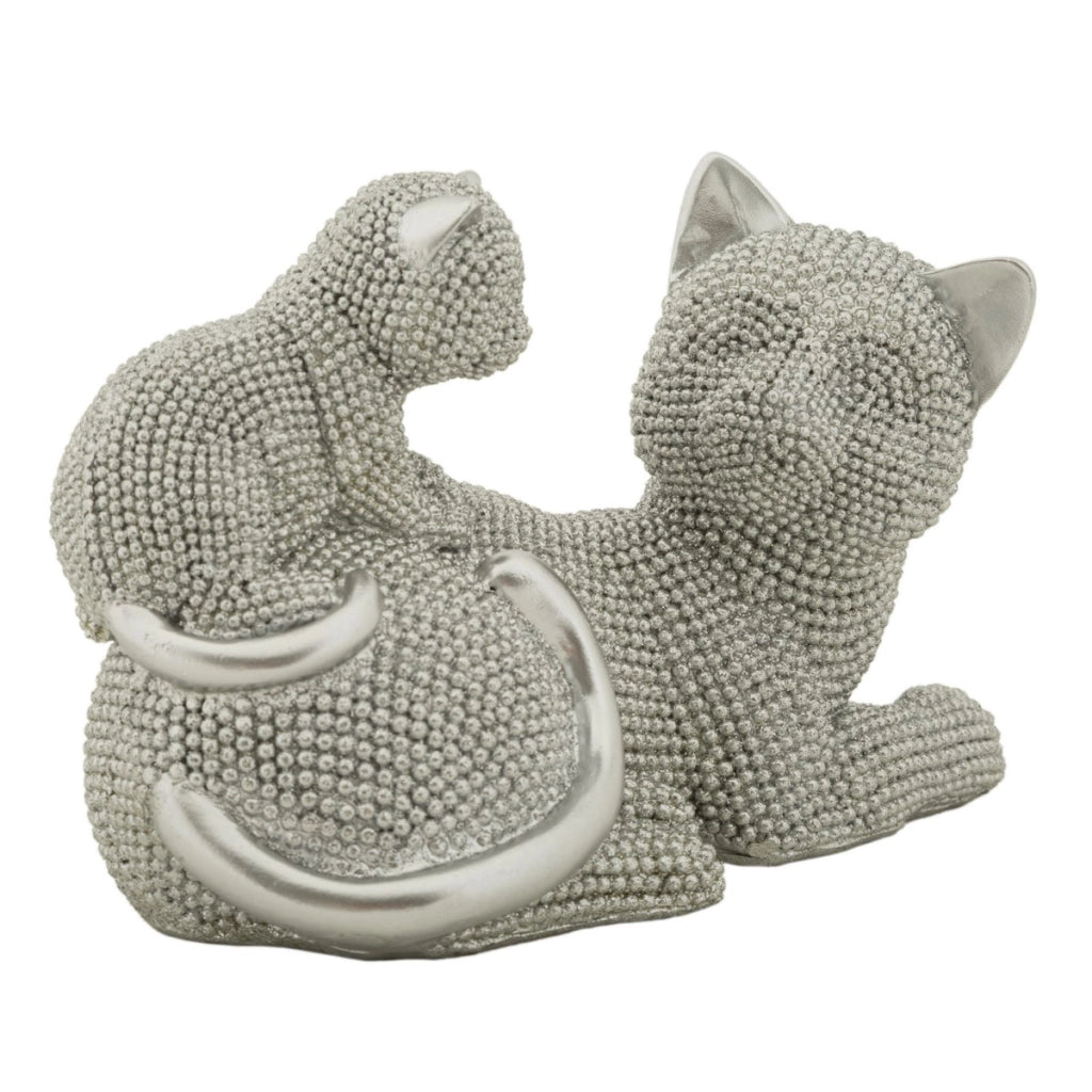 Scultura Gatti 2, Argento, Poliresina, 19x9x13 cm