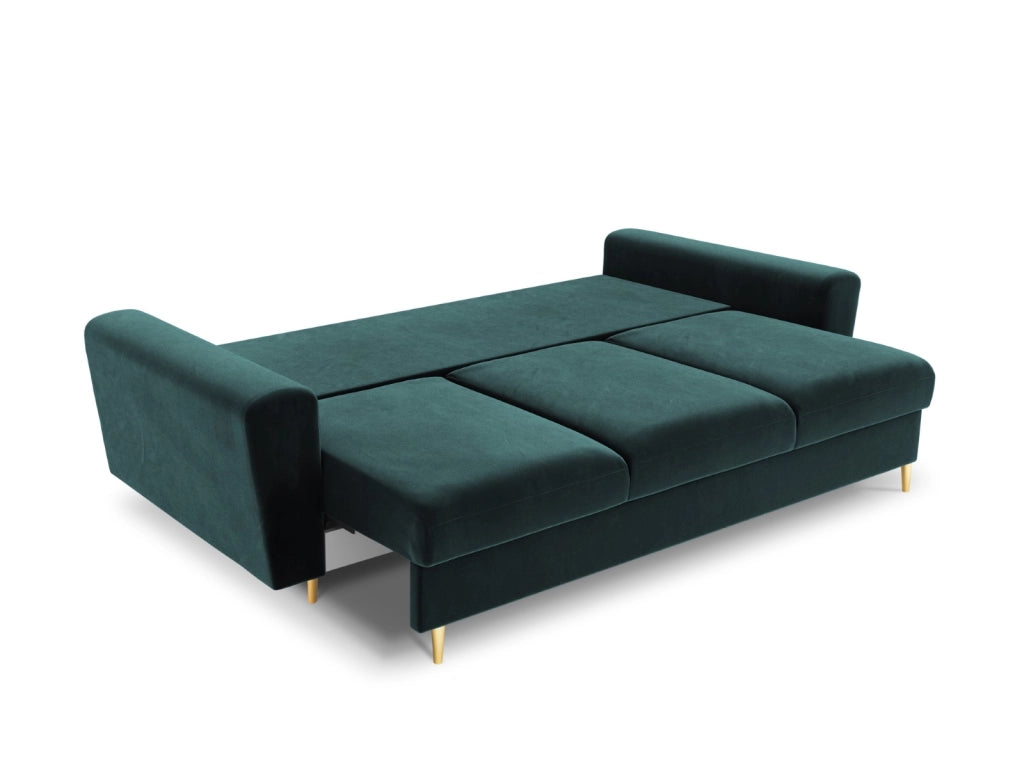 Cosmopolitan Design - Divano convertibile con contenitore "Kyoto" 3 posti in velluto petrolio 
