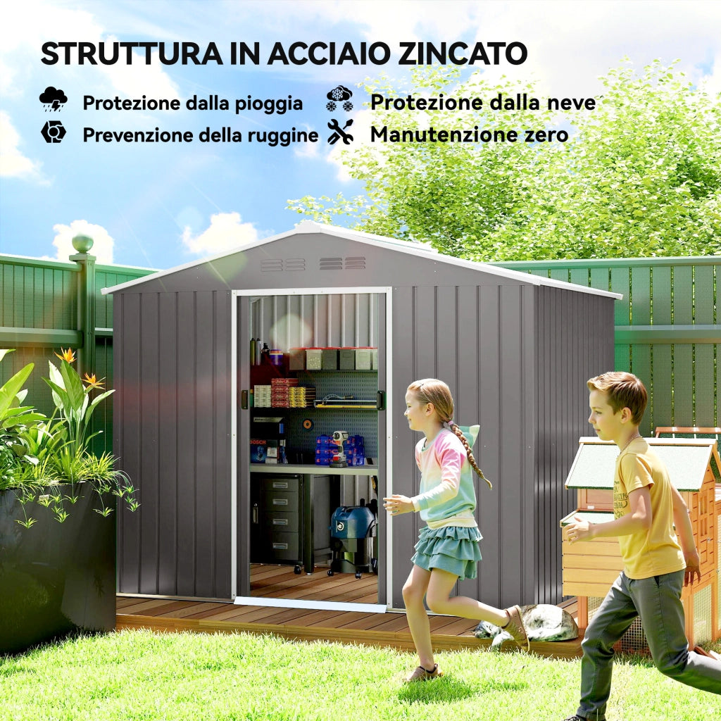 Casetta da Giardino ¨C zephmum ¨C Effetto Legno Acciaio 230x170x215 cm