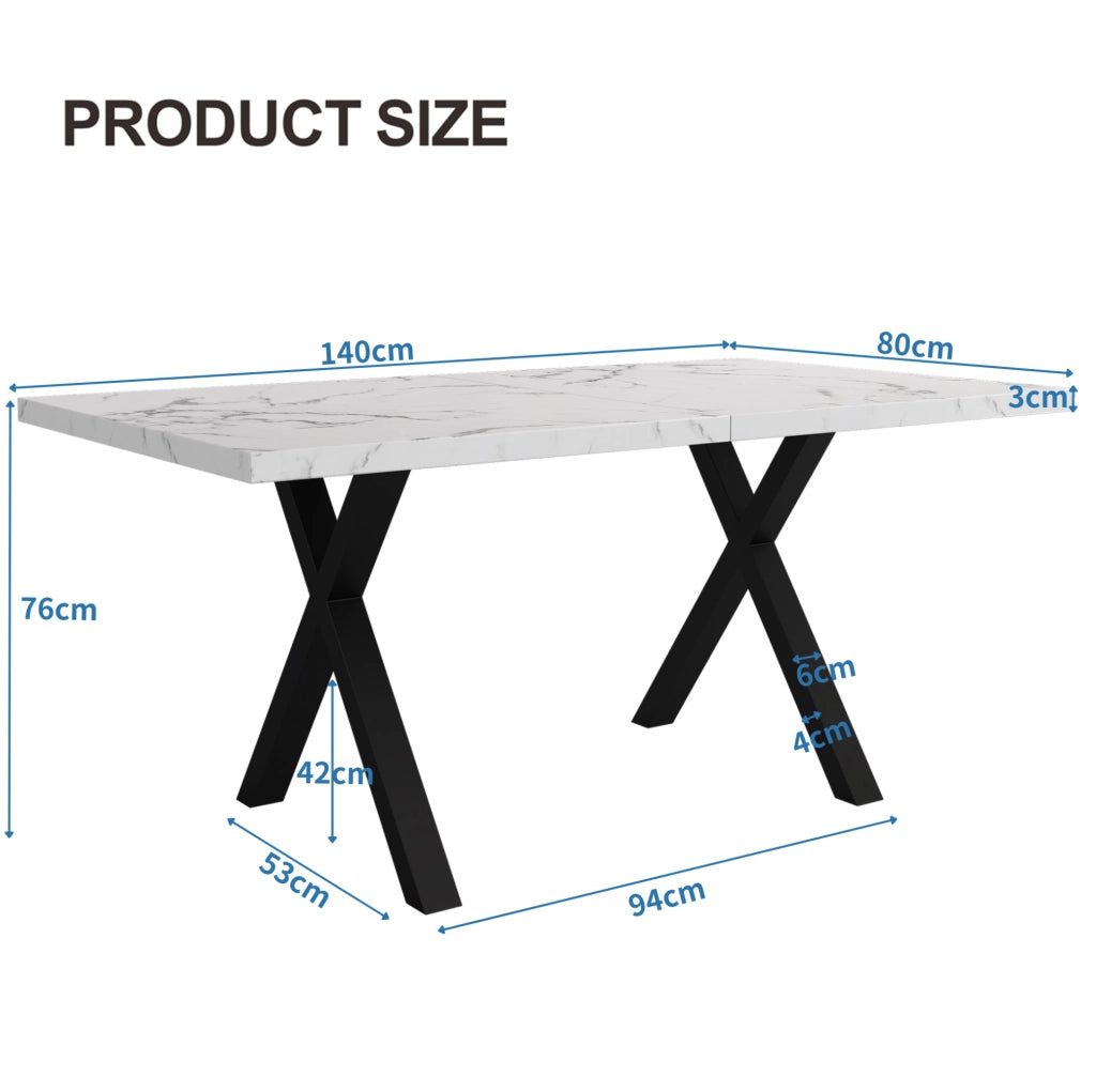 Tavolo multifunzione con gambe incrociate in MDF effetto marmo bianco
