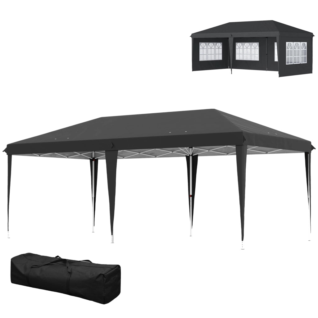 Tendone da giardino pieghevole 3x6 m ¨C zephmum ¨C nero