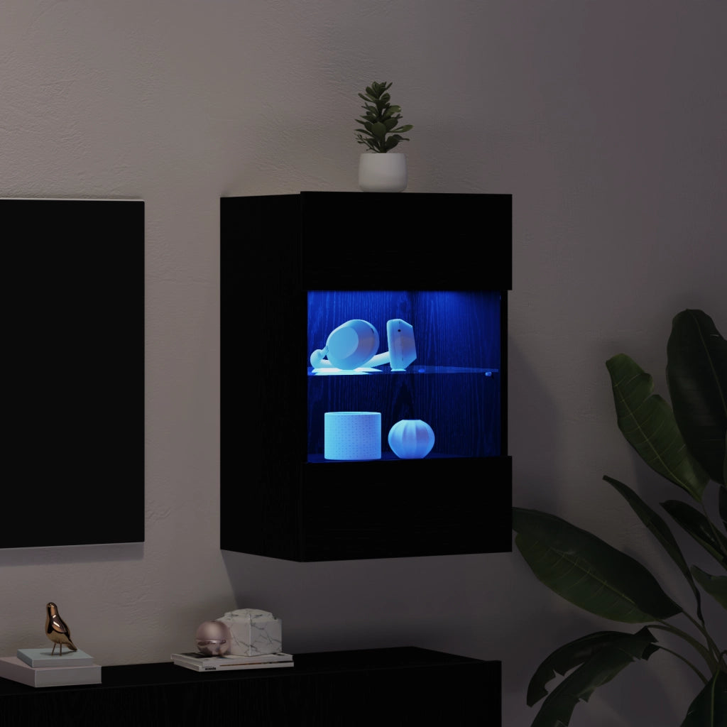 Mobile TV LED  Nero Rovere 40x30x60,5cm in Legno ingegnerizzato