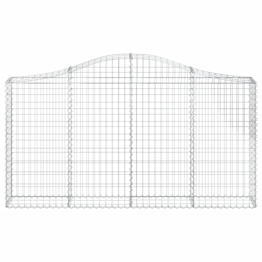 Cestini gabbioni recinzione a gabbia muro di contenimento ad arco 10 pezzi 200 x 30 x 100/120 cm ferro zincato argento 02_0040220