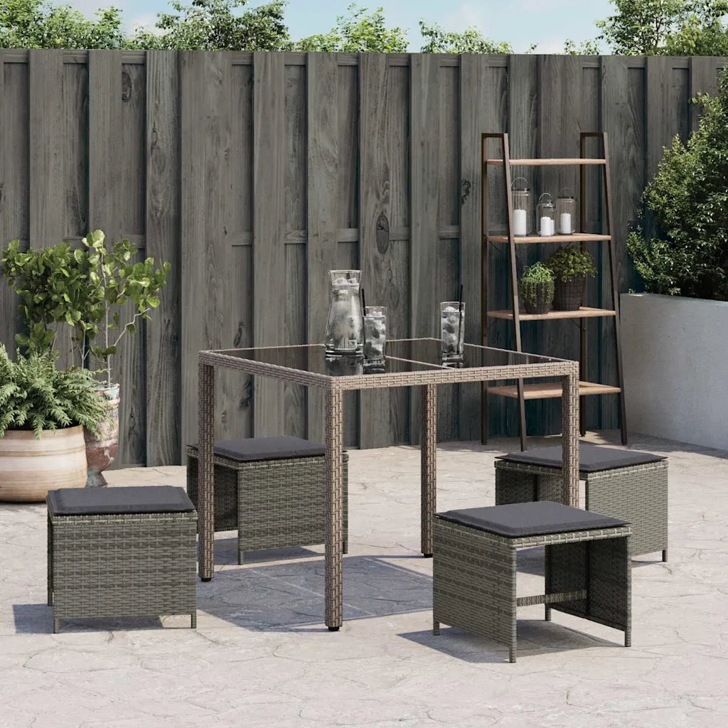 Sgabelli Giardino con Cuscini 4 pz Grigi 41x41x36cm Polyrattan CFW8717297