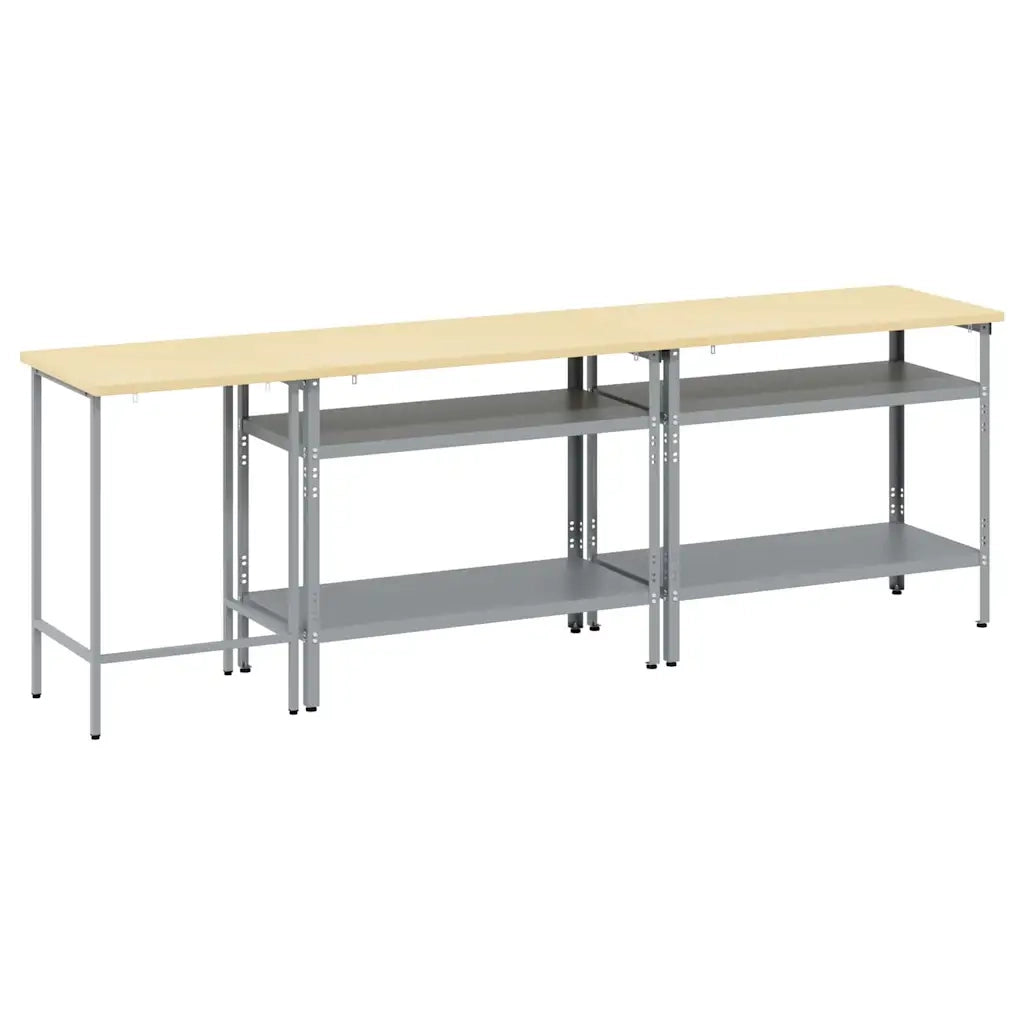 Set banco da lavoro con lo scaffale 3 pcs Beige e grigio 3321391