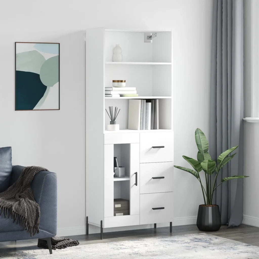 Credenza | Madia | Buffet da pranzo | Armadio da pranzo Bianca 69,5x34x180 cm in Legno Multistrato