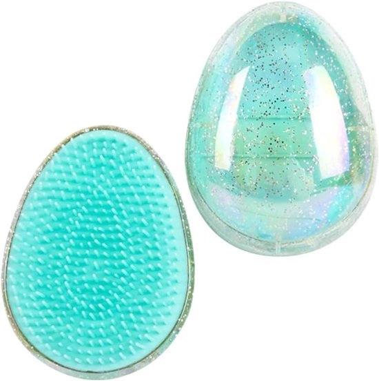 Spazzola senza manico a forma di uovo verde, dimensioni 8,5 x 6,5 cm, adatta a tutti i tipi di capelli, spazzola piana senza dolore.