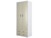 ARMADIO A 2 ANTE CON CASSETTI BIANCO/OLMO NOBILITATO MELAMINICO CM.80x52xH170