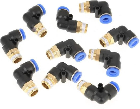 Adattatore di connessione rapida angolare pneumatico 8 mm - vano G1/4 - set per tubi - attrezzatura per aria compressa.