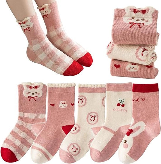 Calze caldi per bambini a strisce cartoon, 1-10 anni, set di 5 paia.