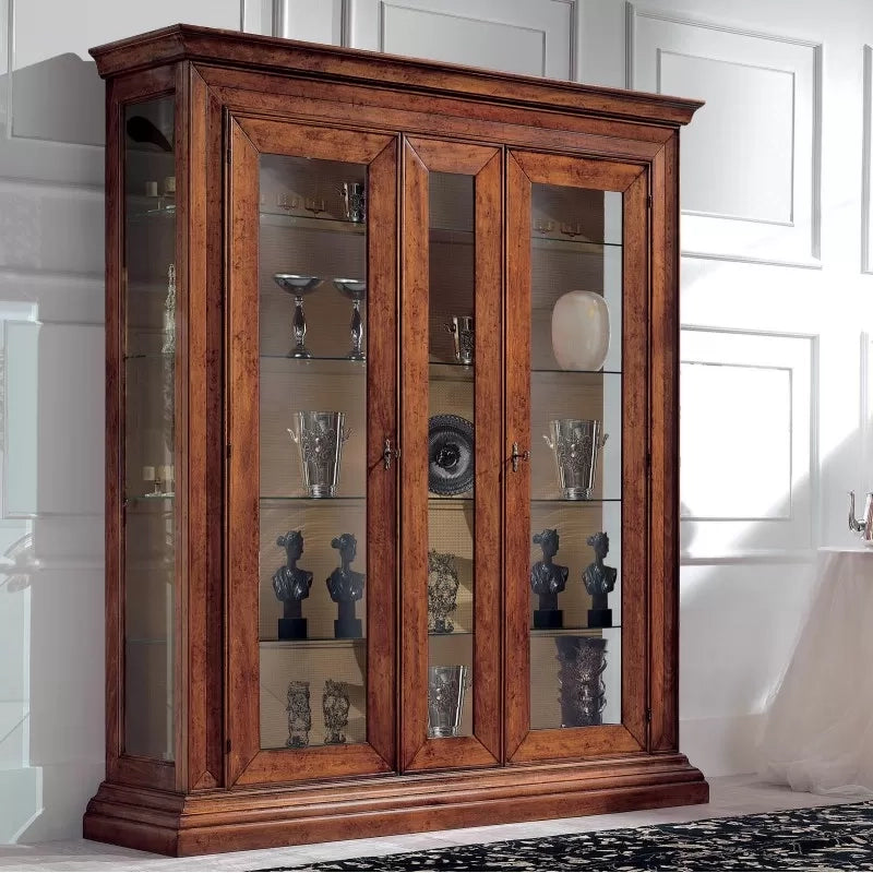 Vetrina classica 2 porte legno noce bassano 184x50x214 - Mobili 2G