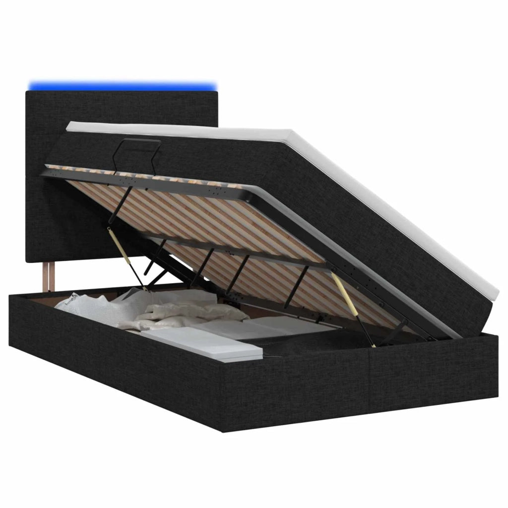 Letto con contenitore LED e materasso Nero 120 x 200 cm Tessuto 3459938