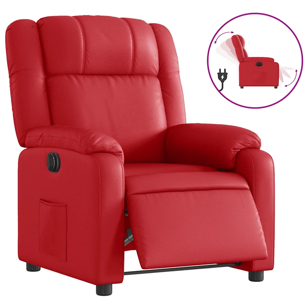 Divano Sedia-Poltrona Reclinabile Elettrica Rossa in Similpelle 801717